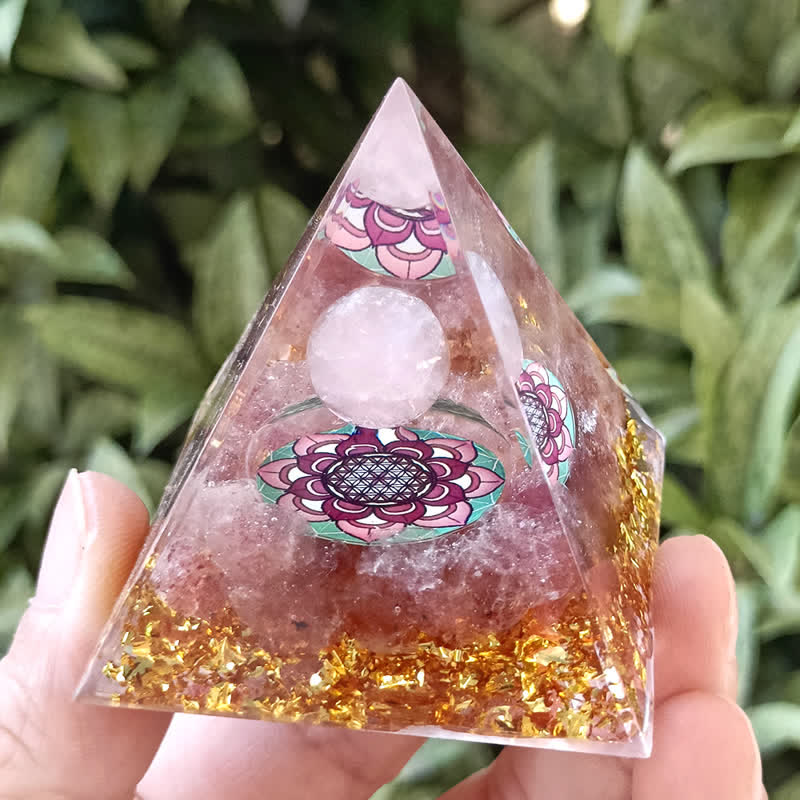 Olivenorma 5m Rose Quartz Strawberry Quartz Orgone Pyramid