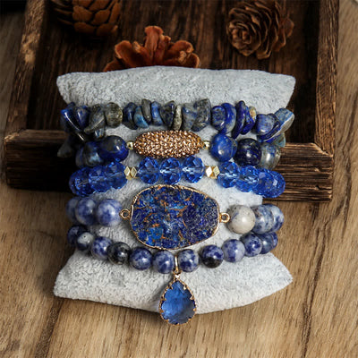 Olivenorma Natural Crystal 5-layer Beaded Bracelet Set