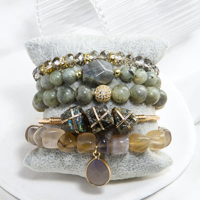 Olivenorma Tiger Eye 5-layer Beaded Bracelet Set