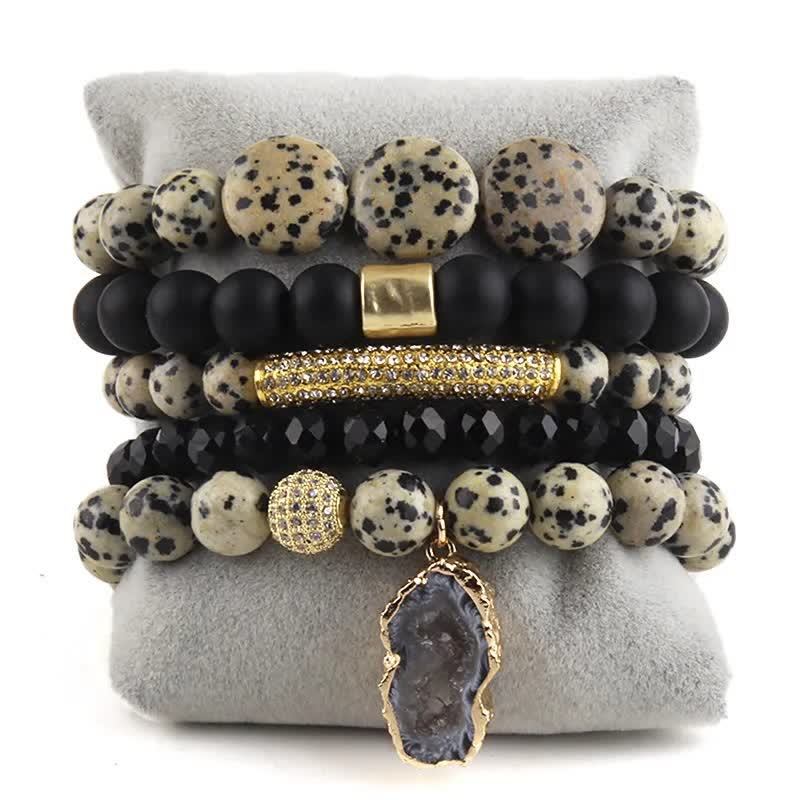 Olivenorma 5-layer Crystal Beaded Metal Accessories Bracelet Set