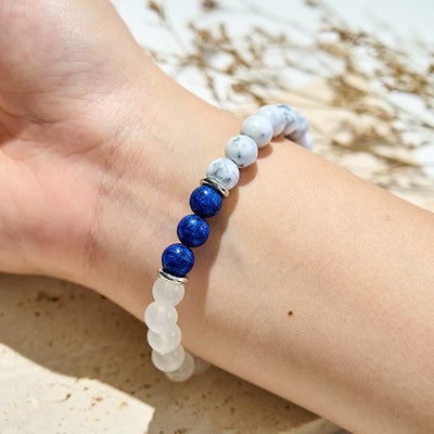 Olivenorma Clear Crystal Lapis Lazuli Beaded Bracelet