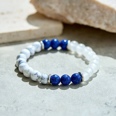 Olivenorma Clear Crystal Lapis Lazuli Beaded Bracelet