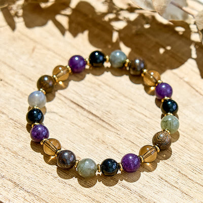 Olivenorma Natural Amethyst Black Onyx Beads Bracelet