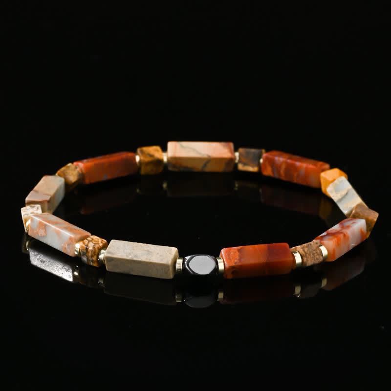 Olivenorma Natural Long Strip Agalmatolite Beads Bracelet