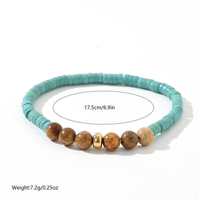 Olivenorma Natural Amazonite Picture Jasper Beads 2-piece Bracelet