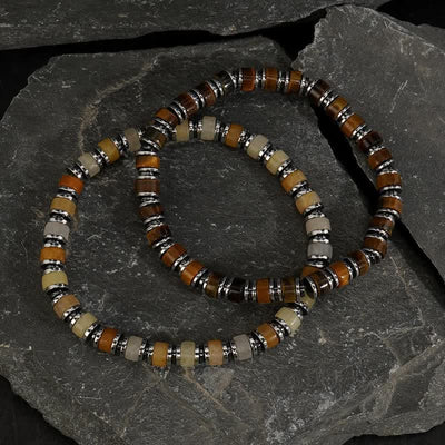 Olivenorma Hematite Tiger Eye Sun Stone Beads Bracelet Set