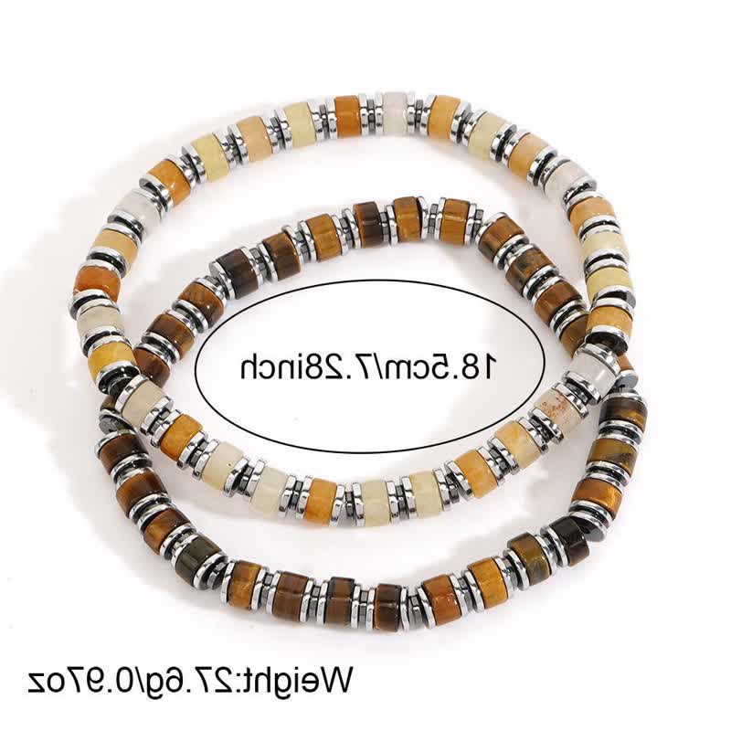 Olivenorma Hematite Tiger Eye Sun Stone Beads Bracelet Set