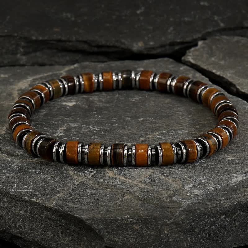 Olivenorma Hematite Tiger Eye Sun Stone Beads Bracelet Set