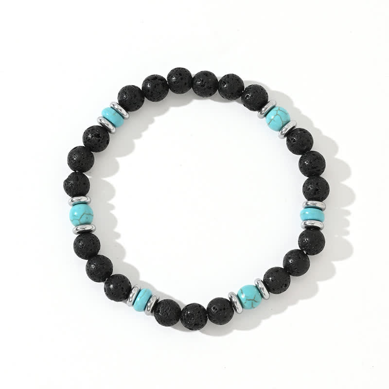 Olivenorma Natural Hematite Lava Stone Turquoise Beads Bracelet