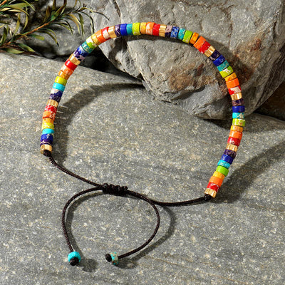 Olivenorma Color Chakra Roller Beads Adjustable Bracelet