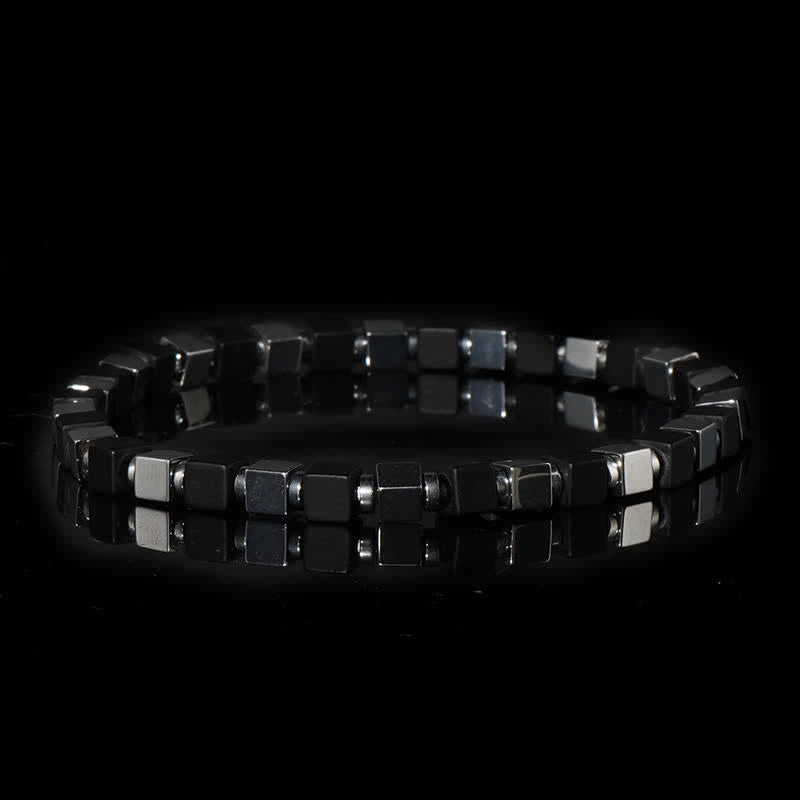 Olivenorma Black Square Hematite Cube Beads Men Bracelet