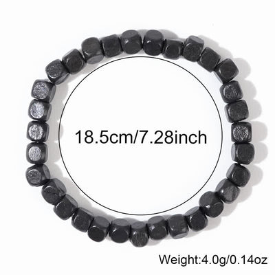 Olivenorma Black Wooden Cube Beads Men Bracelet