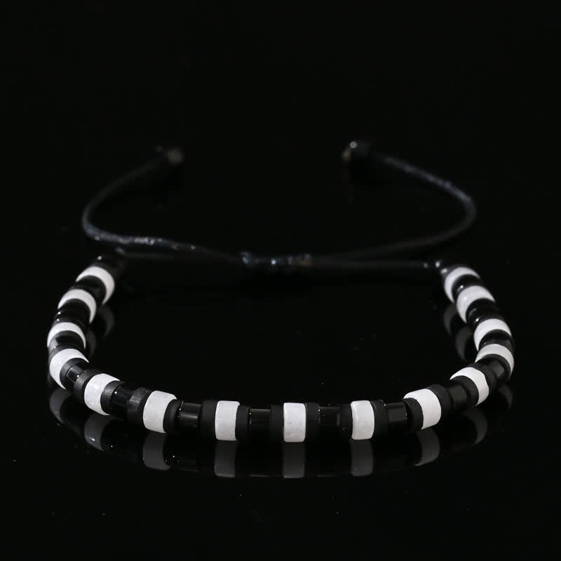 Olivenorma Roller Shape Clear Crystal Obsidian Beads Bracelet