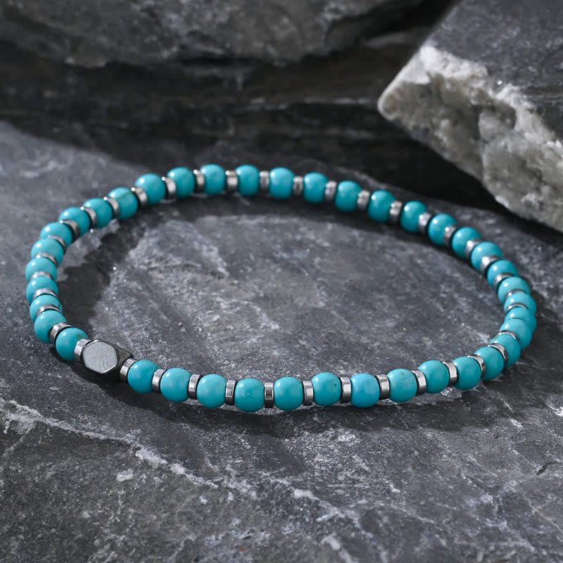 Olivenorma Natural Hematite Turquoise Beads Bracelet