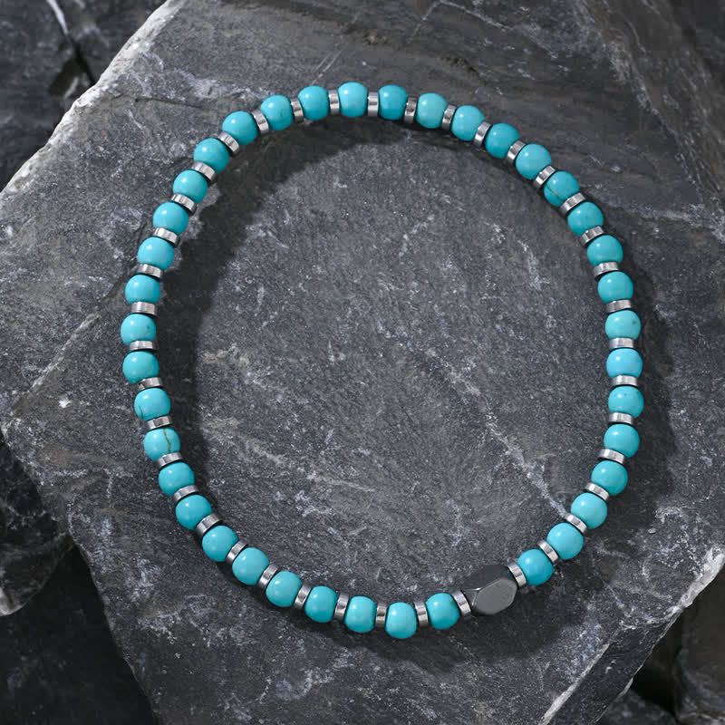 Olivenorma Natural Hematite Turquoise Beads Bracelet