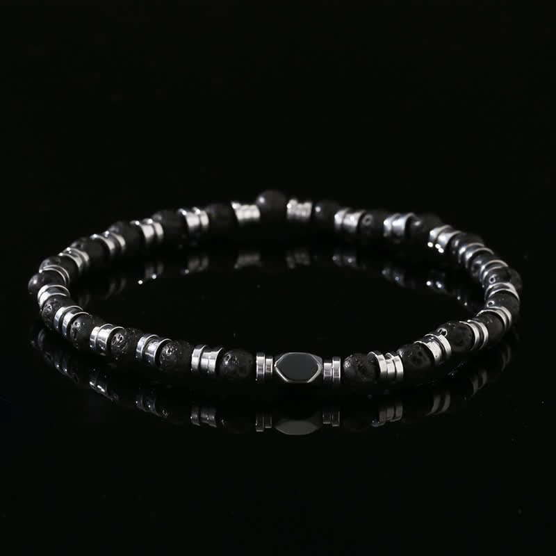 Olivenorma Natural Lava Stone Hematite Beads Bracelet