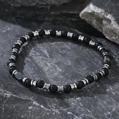 Olivenorma Natural Lava Stone Hematite Beads Bracelet