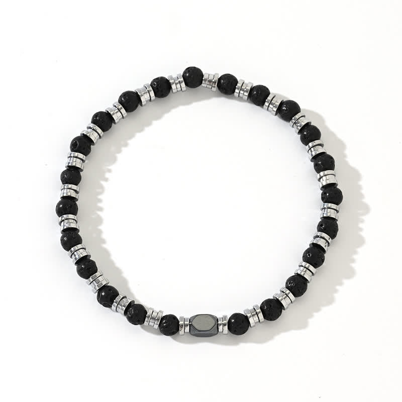 Olivenorma Natural Lava Stone Hematite Beads Bracelet