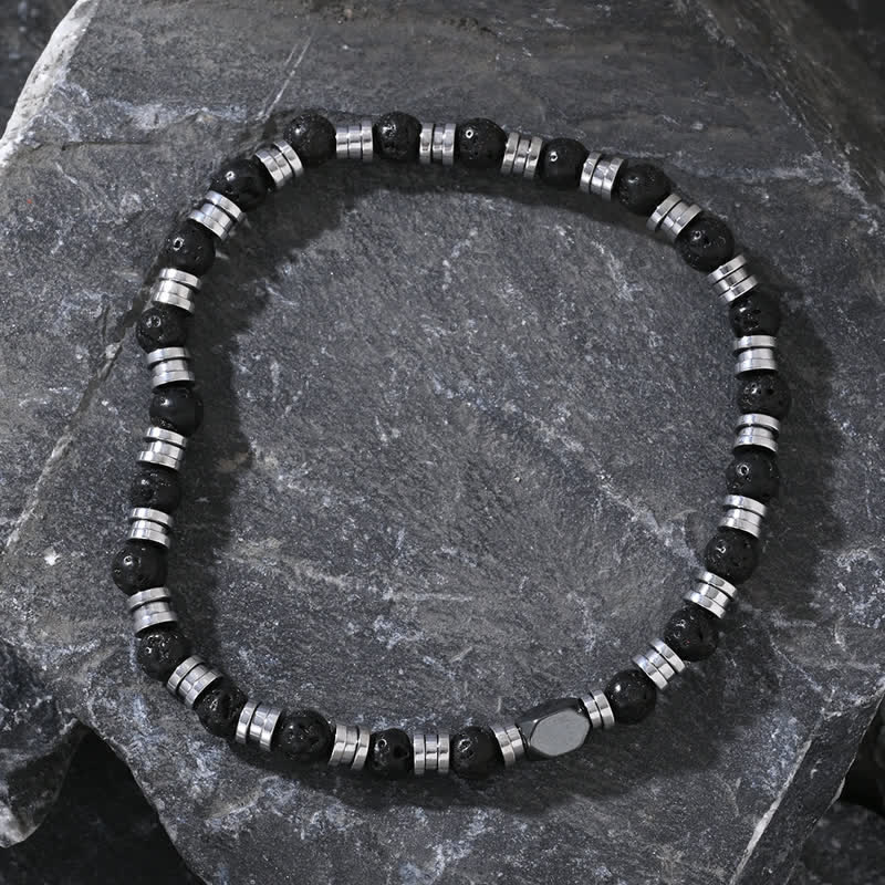 Olivenorma Natural Lava Stone Hematite Beads Bracelet