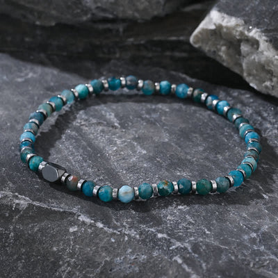 Olivenorma Natural Hematite Blue Apatite Beads Bracelet