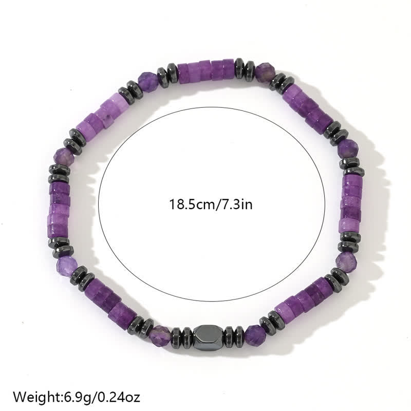 Olivenorma Natural Amethyst Hematite Beads Bracelet