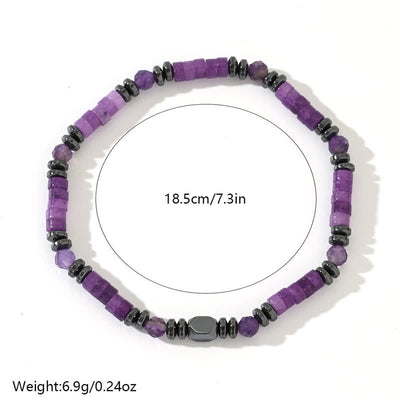 Olivenorma Natural Amethyst Hematite Beads Bracelet