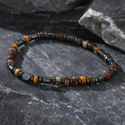 Olivenorma Natural Hematite Picture Jasper Roller Beads Bracelet