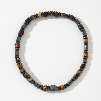 Olivenorma Natural Hematite Picture Jasper Roller Beads Bracelet