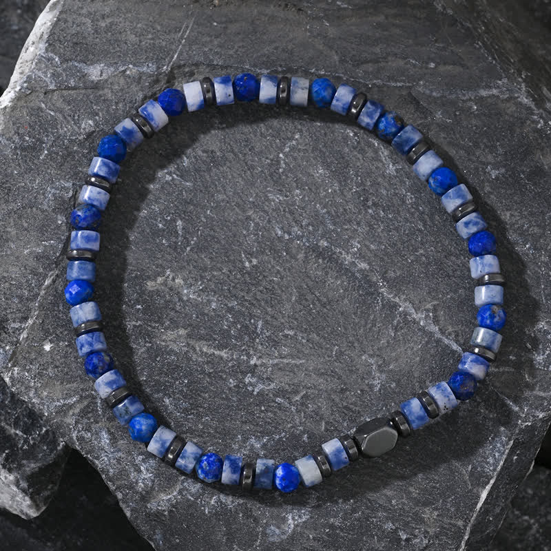 Olivenorma Natural Hematite Sodalite Beads Bracelet