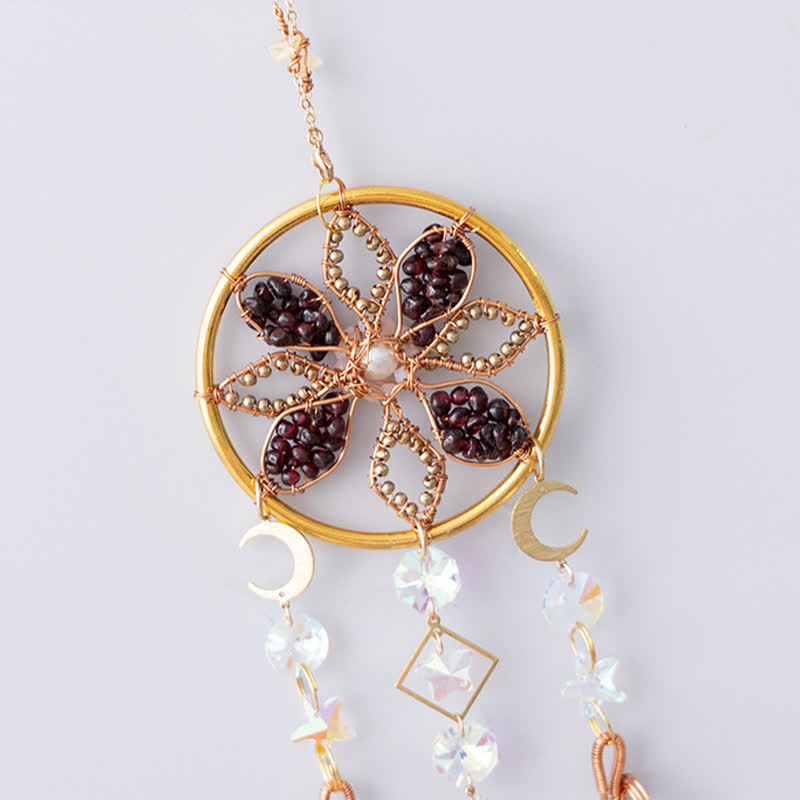 Olivenorma Natural Crystal Copper Wire Flower Wind Chime