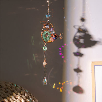 Olivenorma Chakra Gravel Copper Wire Bird Wind Chime