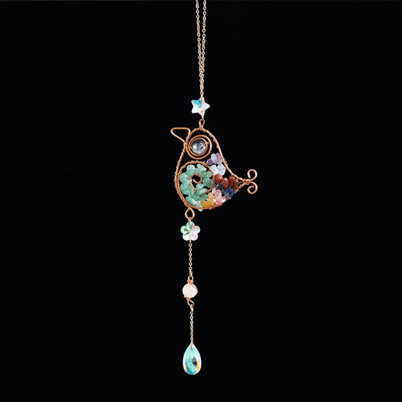 Olivenorma Chakra Gravel Copper Wire Bird Wind Chime