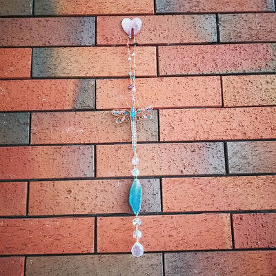 Olivenorma Natural Crystal Copper Wire Dragonfly Wind Chime