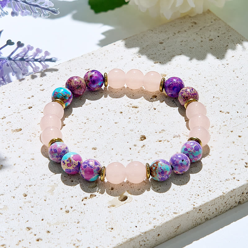 Olivenorma Genuine Rose Quartz 8mm Round Beads Healing Bracelets