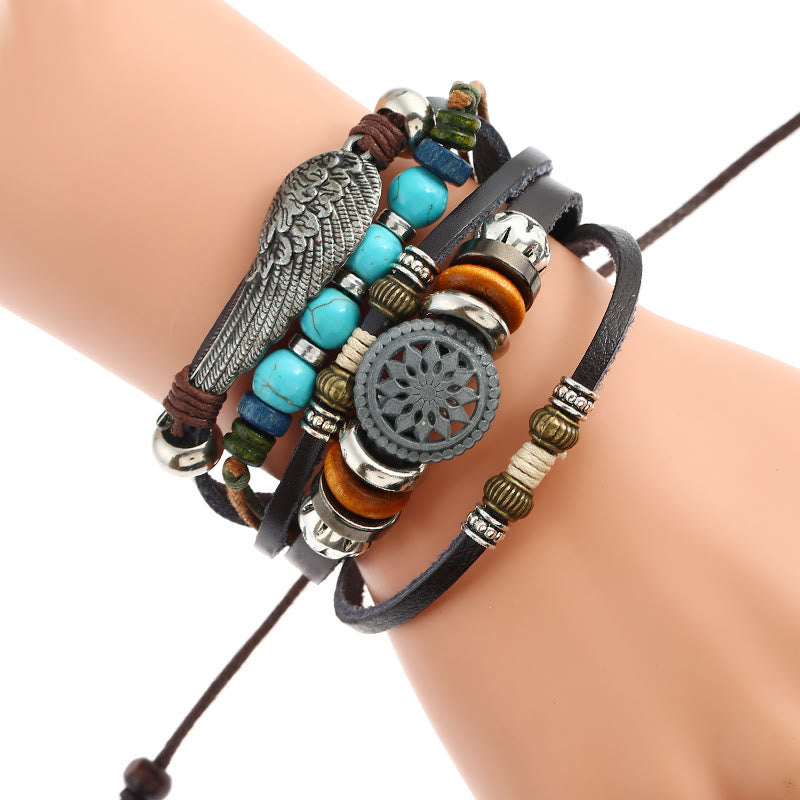 Olivenorma Punk Gemstone Multi-layer Wristbands Bracelet Set