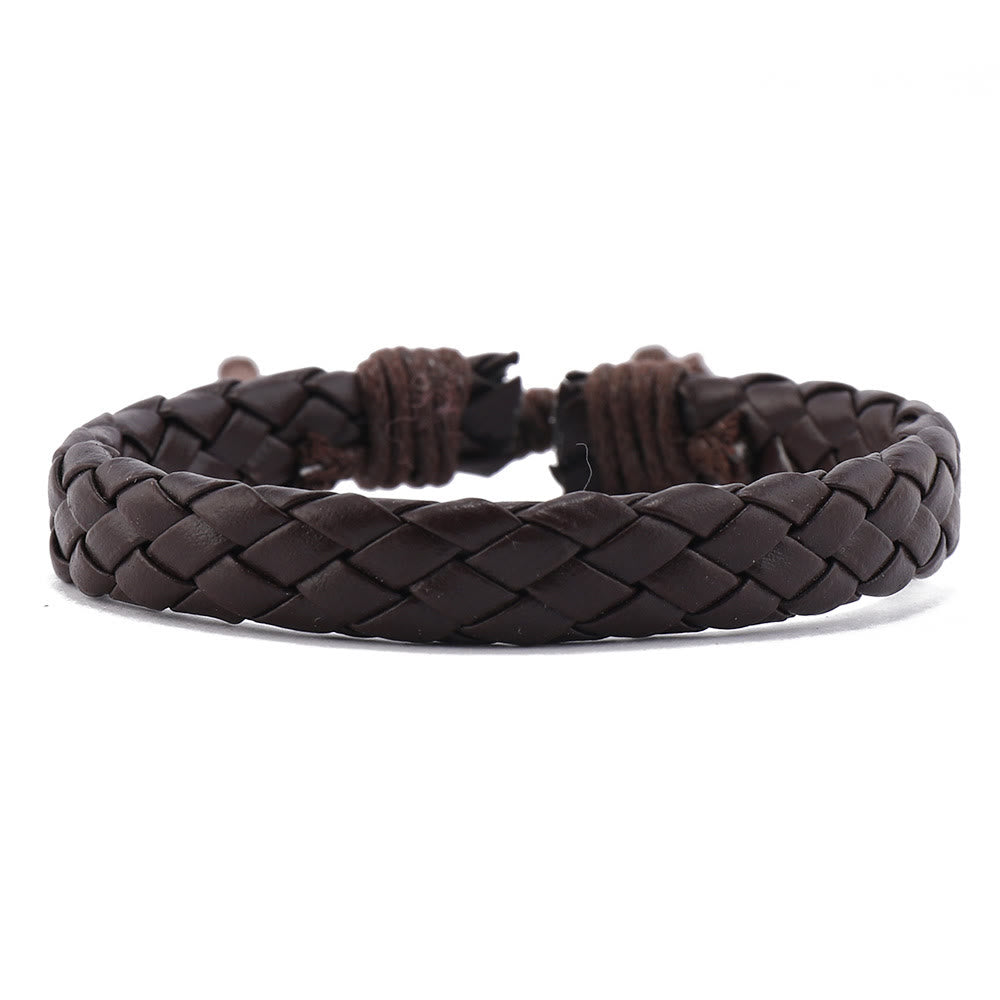 Olivenorma Feather Natural Stone Handmade Woven Leather Bracelet Set