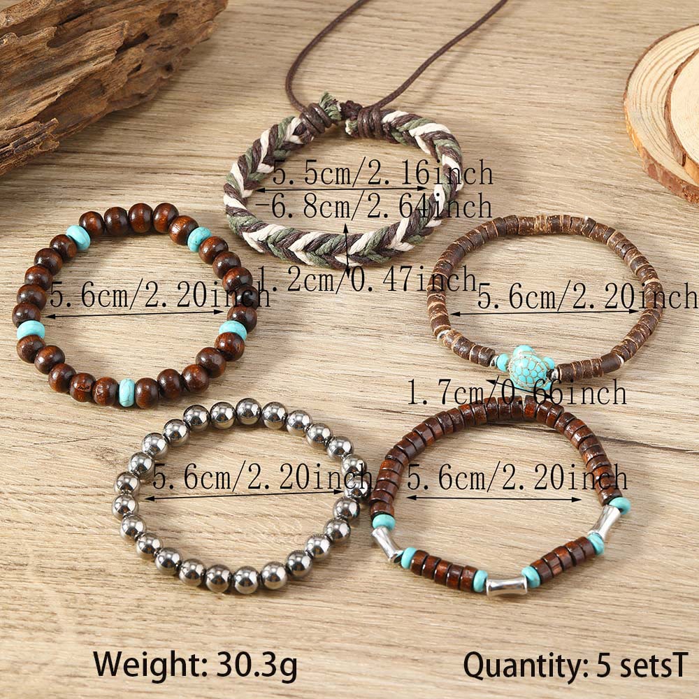 Olivenorma Turtle Turquoise Coconut Shell Wax Thread Braclets