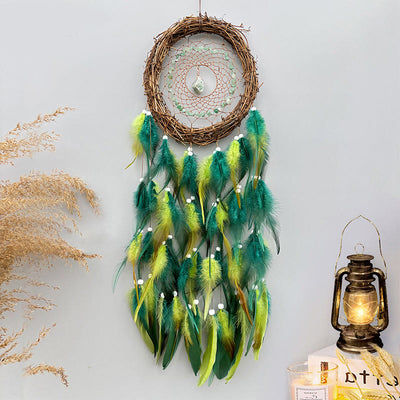 Olivenorma Wall Decoration Natural Rattan Gemstone Dream Catcher