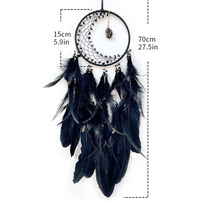 Olivenorma Crescent Raw Gemstone Feather Indian Dream Catcher