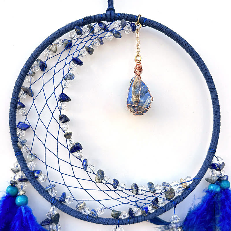 Olivenorma Crescent Raw Gemstone Feather Indian Dream Catcher