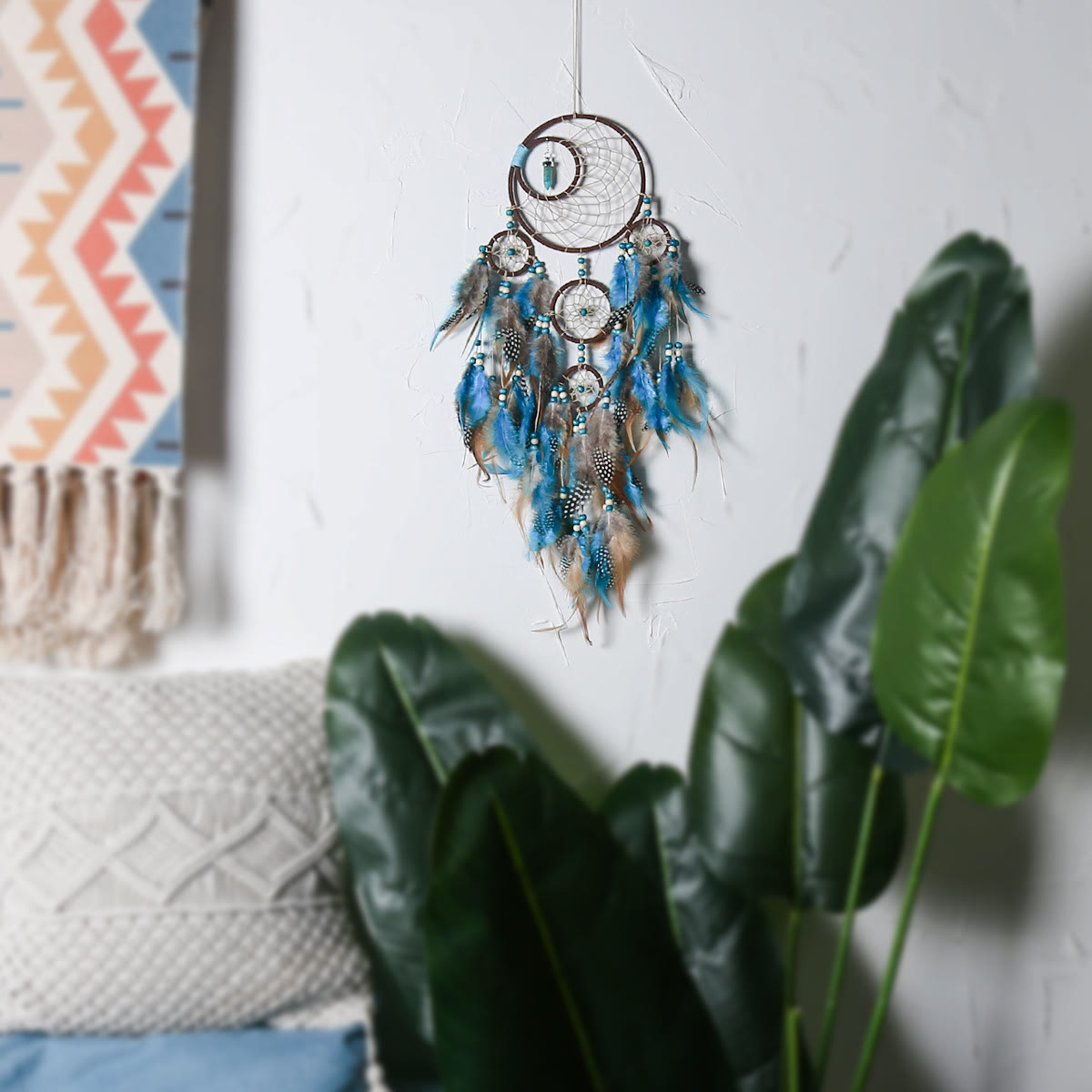 Olivenorma Boho Moon Dreamcatcher 5 Rings Turquoise Dream Catcher