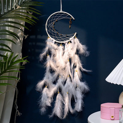 Olivenorma Crescent Moon & Star Lights Dream Catcher