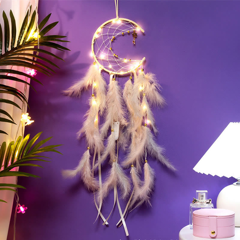 Olivenorma Crescent Moon & Star Lights Dream Catcher