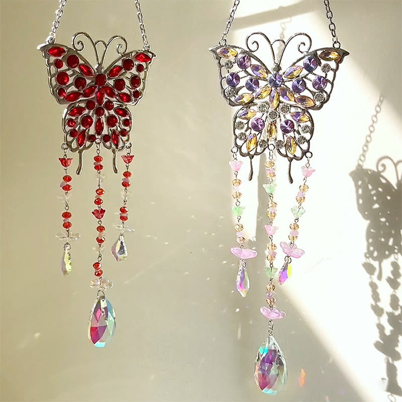 Olivenorma Butterfly Crystal Suncatcher Gemstone Wind Chime