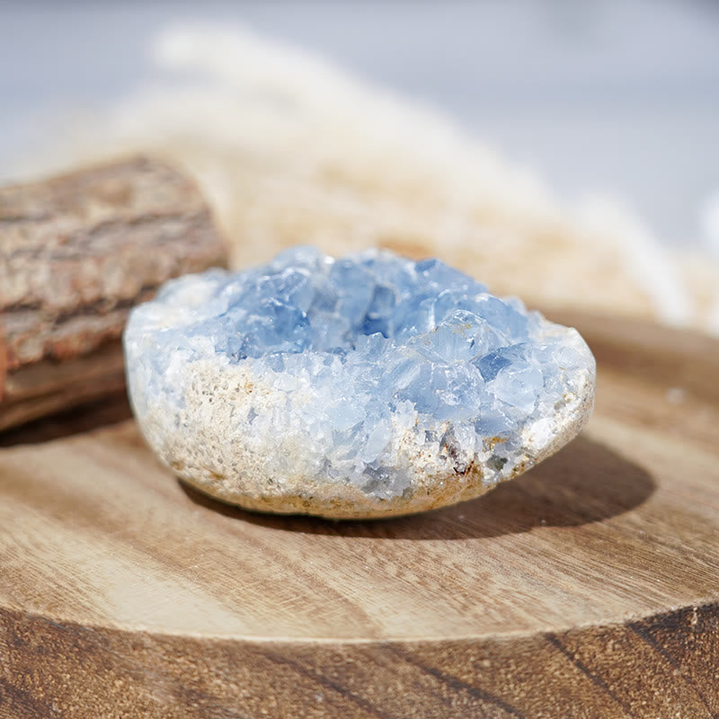 Olivenorma Natural Healing Crystal Raw Celestine Geode Rock