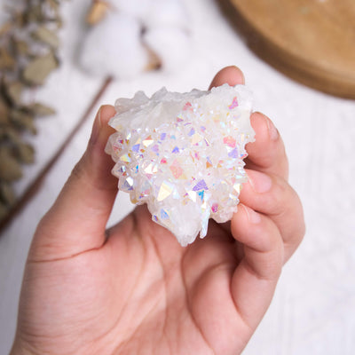 Olivenorma Natural Angel Aura Quartz Geode Gemstone Crystal Cluster