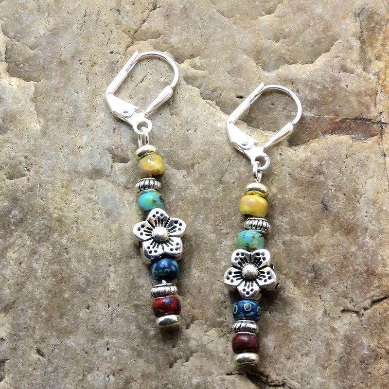 Olivenorma Boho Multi-Color Beaded Dangle Earrings