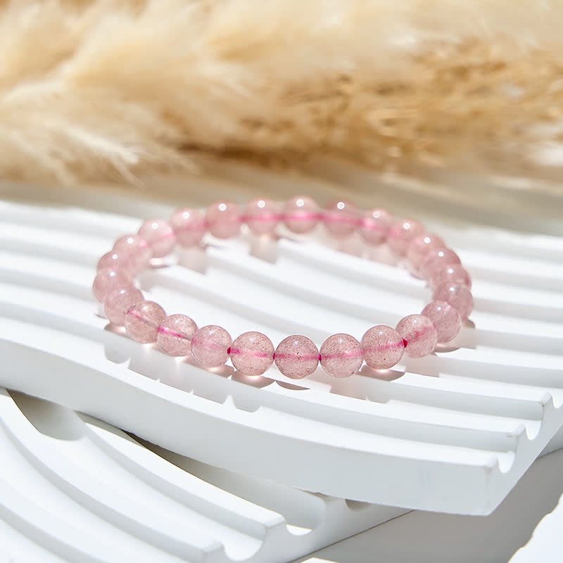 Olivenorma 6-10mm Natural Strawberry Quartz Beads Bracelet