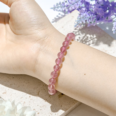 Olivenorma 6-10mm Natural Strawberry Quartz Beads Bracelet