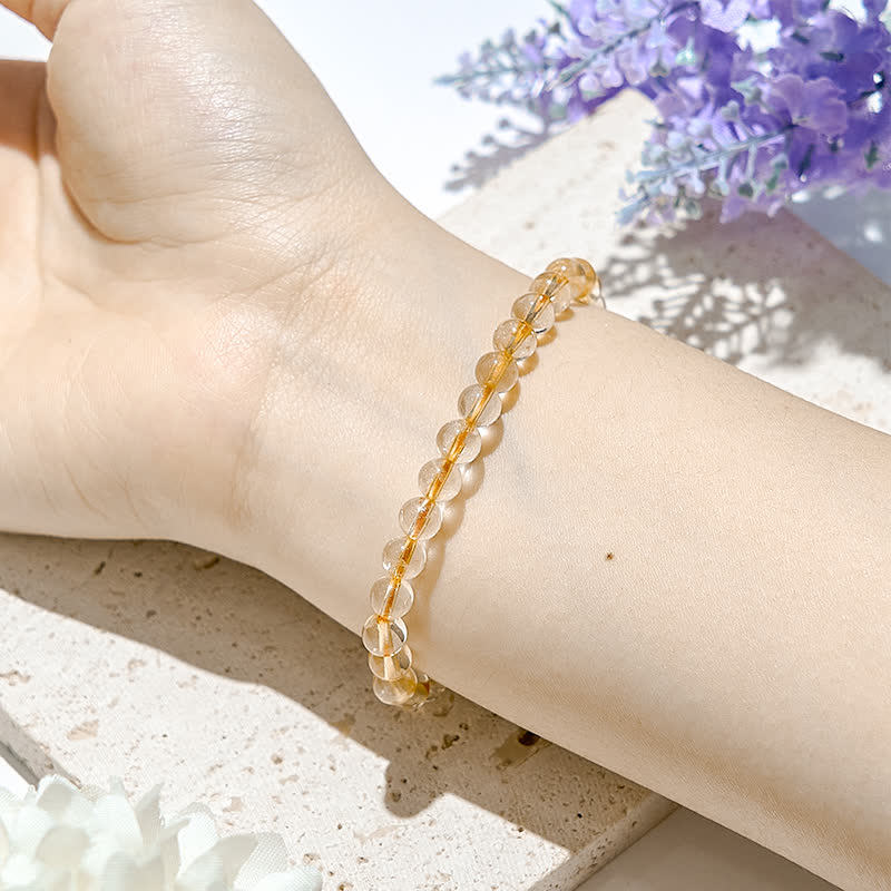 Olivenorma 6/10mm Natural Citrine Beads Bracelet